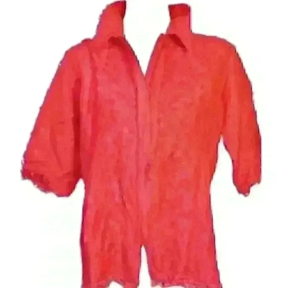 Marla Kim Jackets & Blazers - MARLA KIM Womans RED Full Zip Jacket Top 3/4 Sleeve Raw Edges Shirt size XL